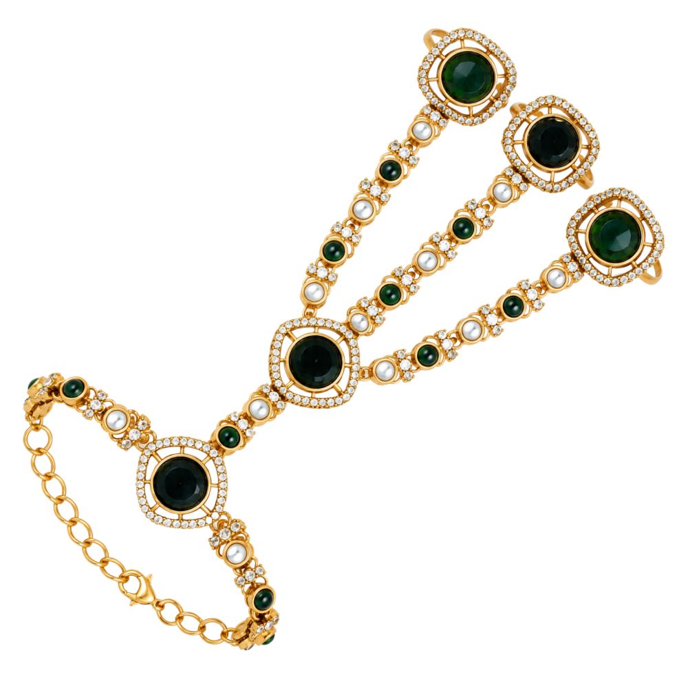 Neelam-  Green Stone Three-Finger Hath Panja
