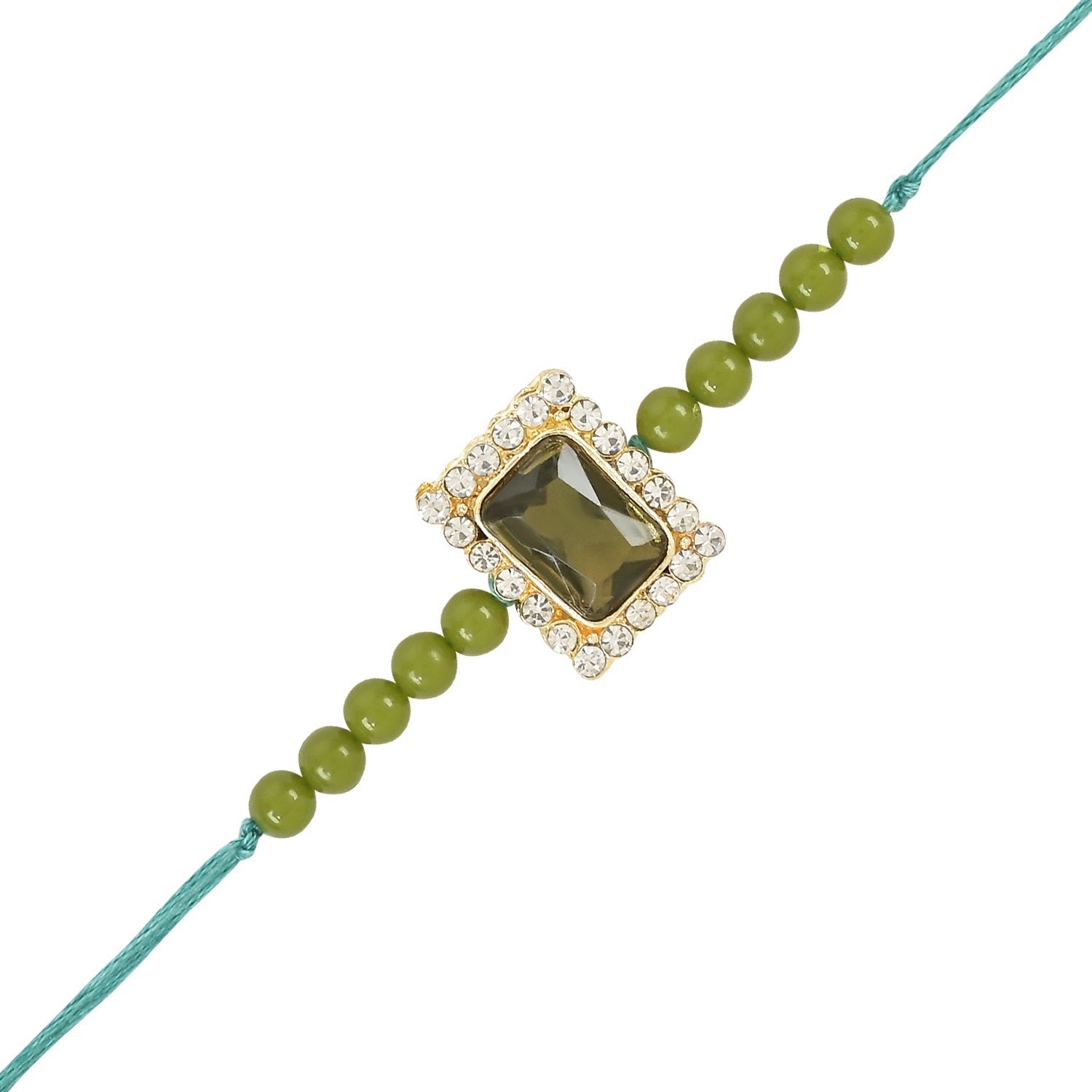 Elegant Bhaiya Bhabhi Lumba & Pearl Rakhi With Roli Chawal & Card