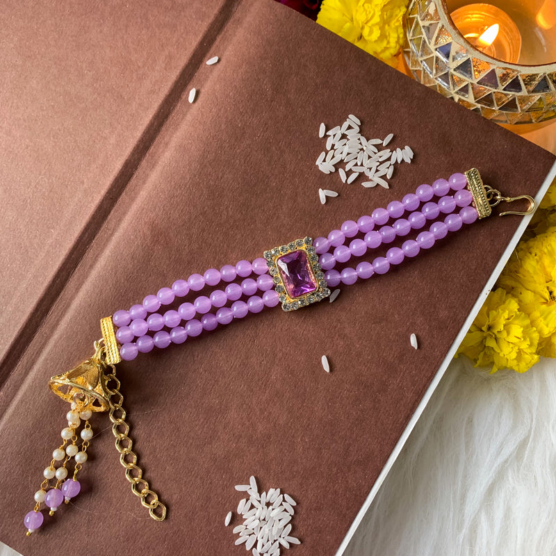 Alluring Pearl & Kundan Lumba Rakhi