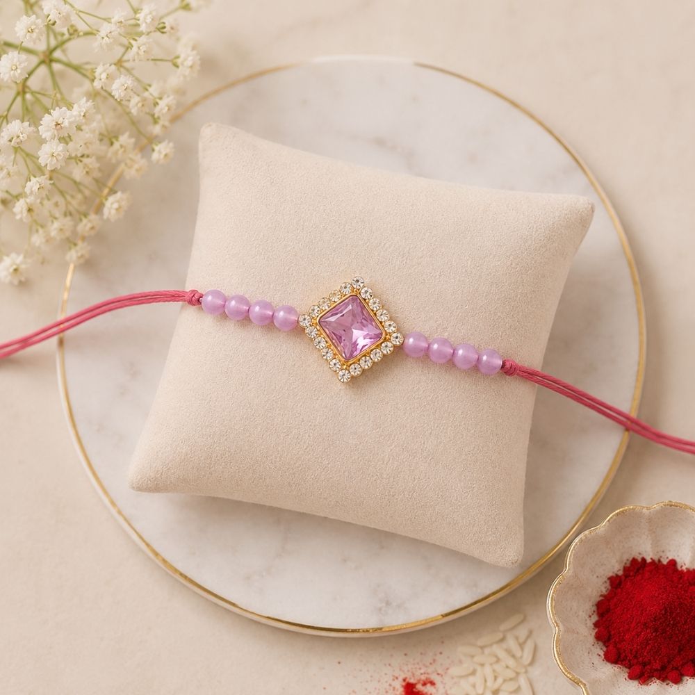 Beautiful Pearl Beads Rakhi with Roli Chawal & Card