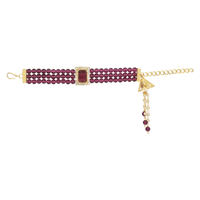 Elegant Bhaiya Bhabhi Lumba Pearl Rakhi With Roli Chawal & Card