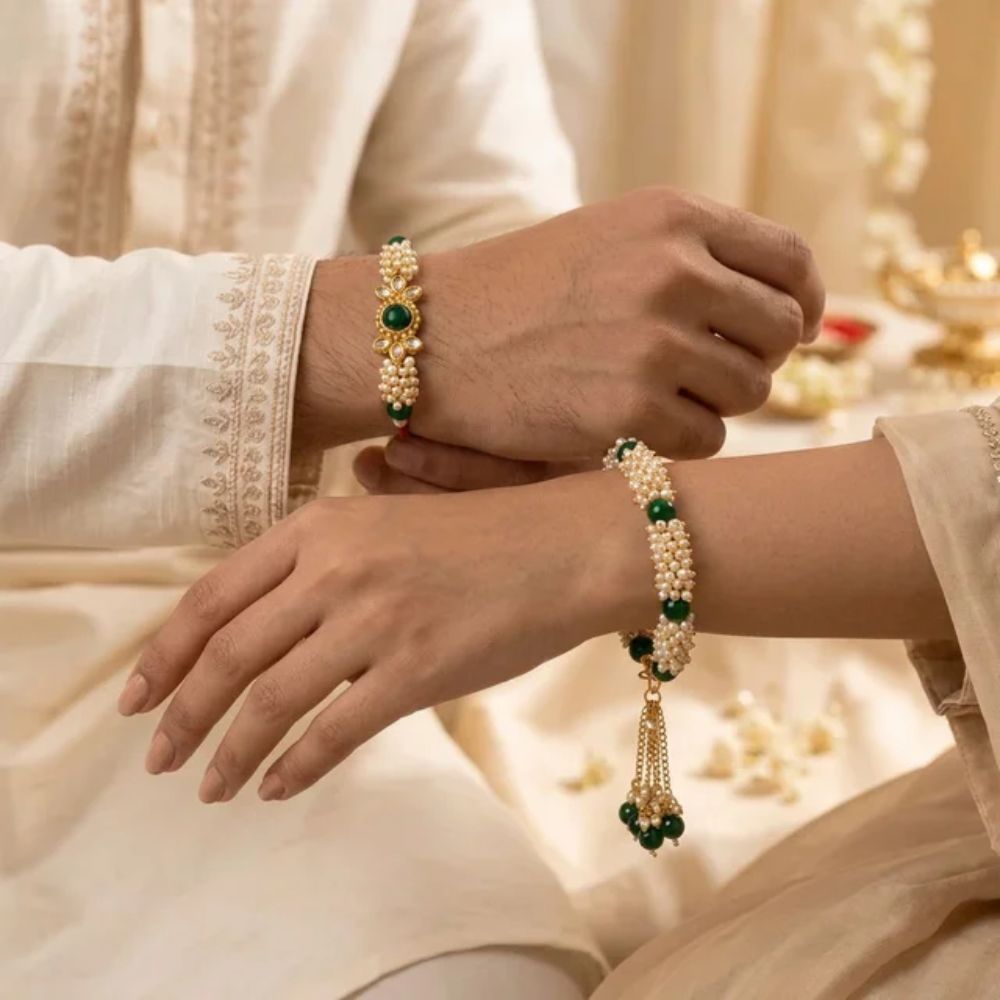 Pearl Bhaiya Bhabhi Lumba Rakhi With Roli Chawal
