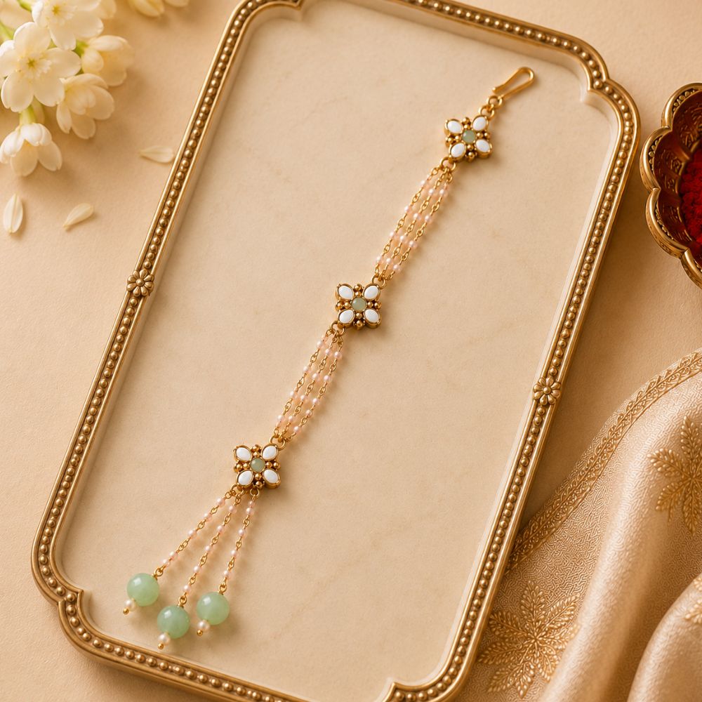 Gold Plated Hanging Pearl Studded Bracelet