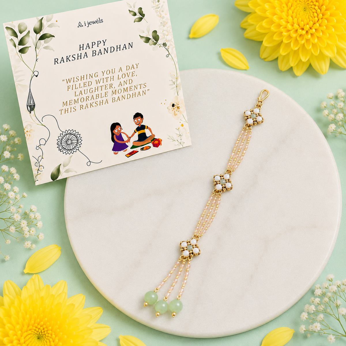 Gold Plated Hanging Pearl Studded Bracelet