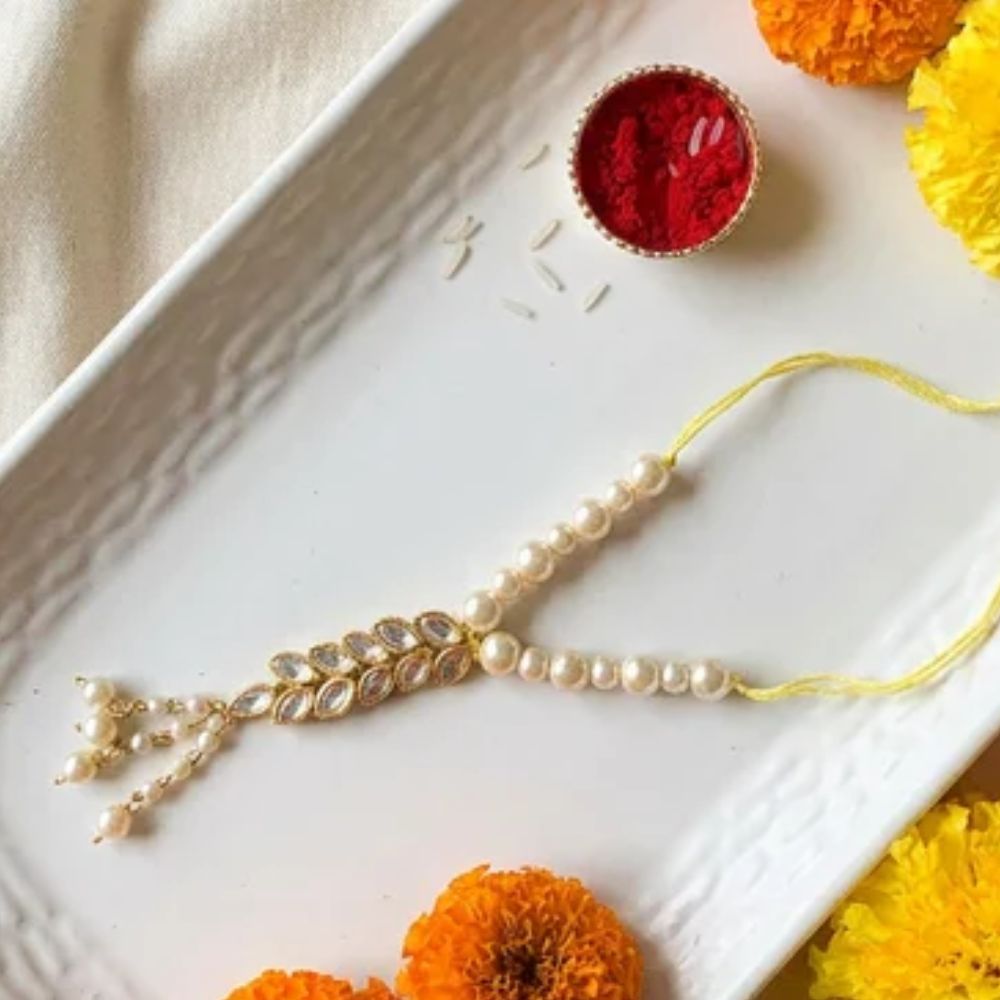 Gold Plated Hanging Pearl Studded Bracelet