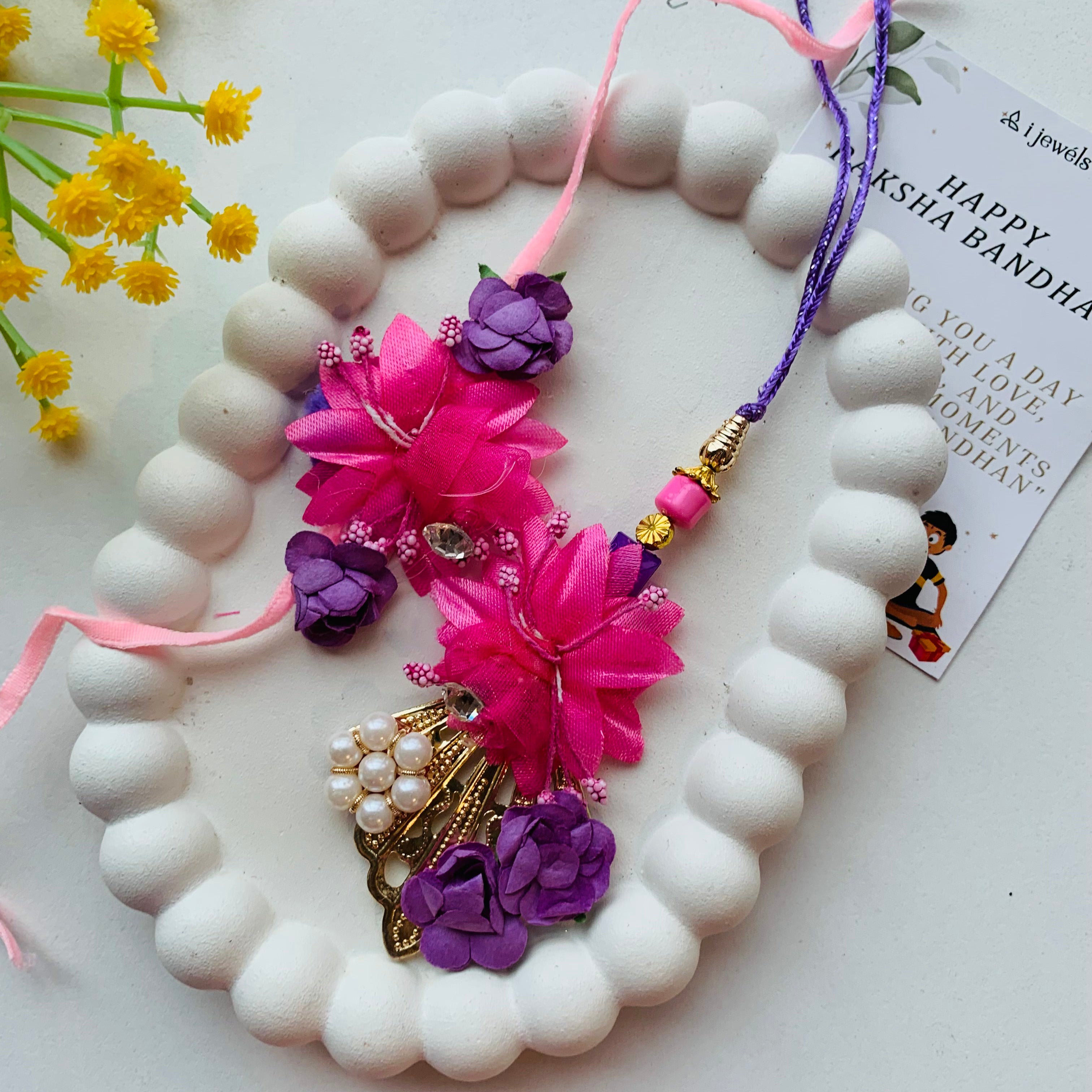 Colourful Tassel Work Bhaiya Bhabhi Rakhi With Roli Chawal