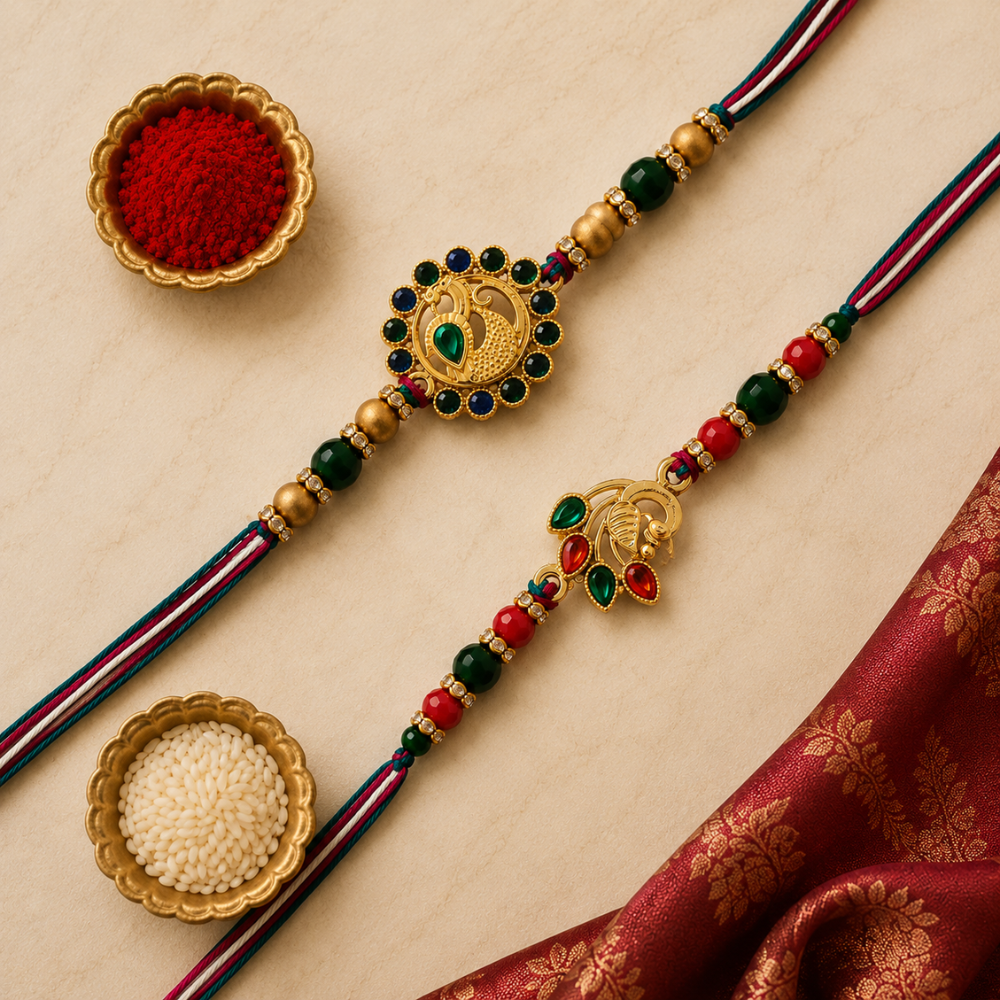 Decorative Stone Peacock Rakhi