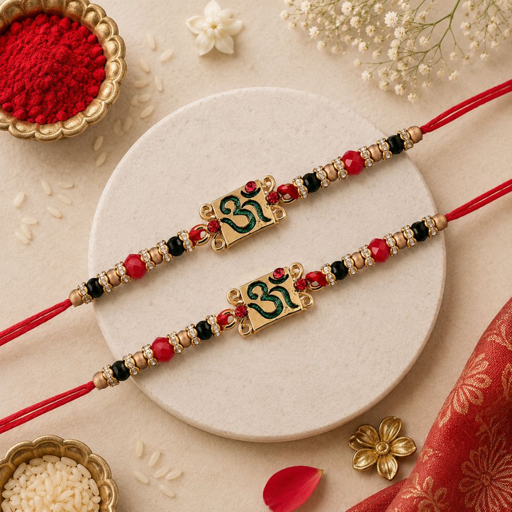 Designer OM Pearl Rakhi (Pack Of 2)