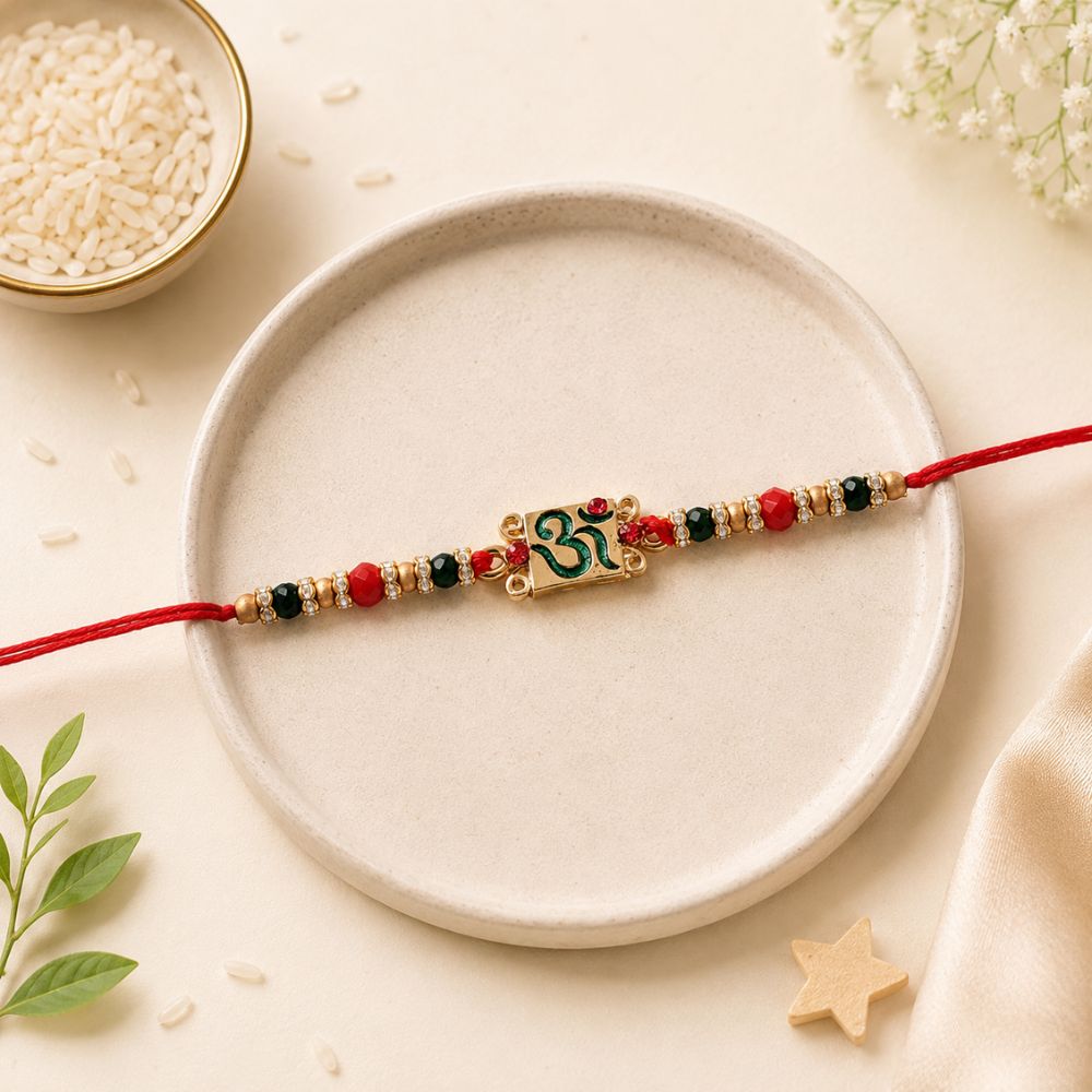 Designer OM Pearl Rakhi