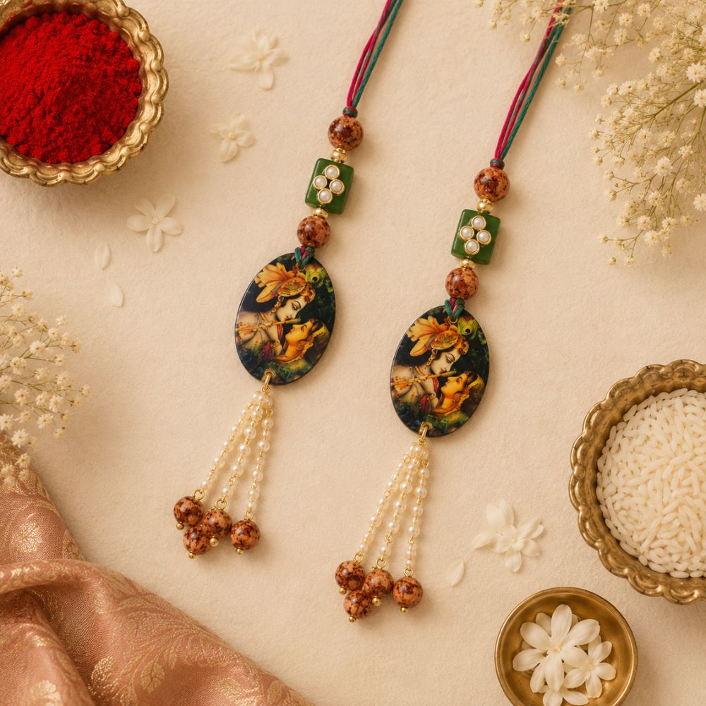 Gold Plated Hanging Pearl Studded Combo Lumba for Bhabhi