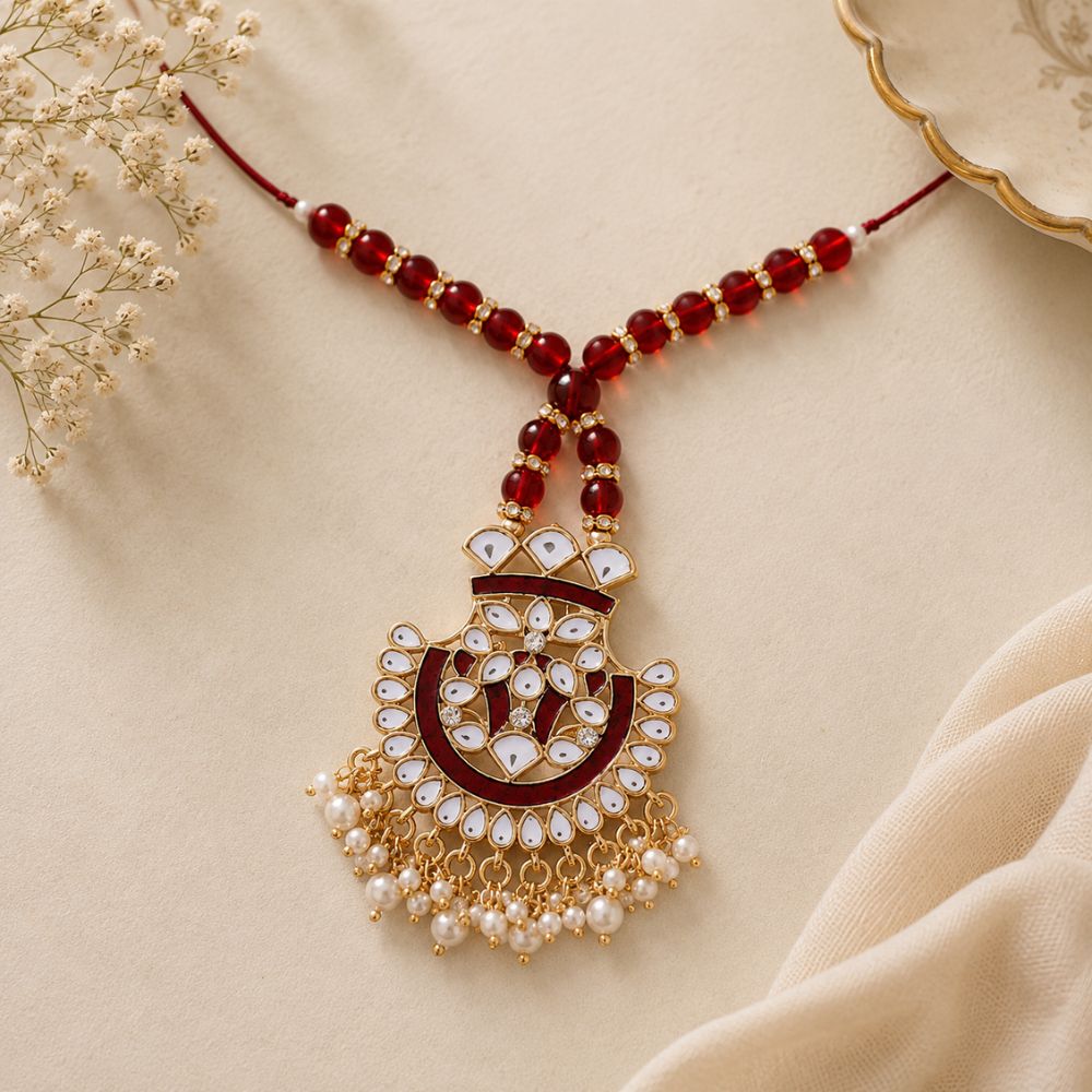 Gold Plated Designer Kundan Pearl Bracelet