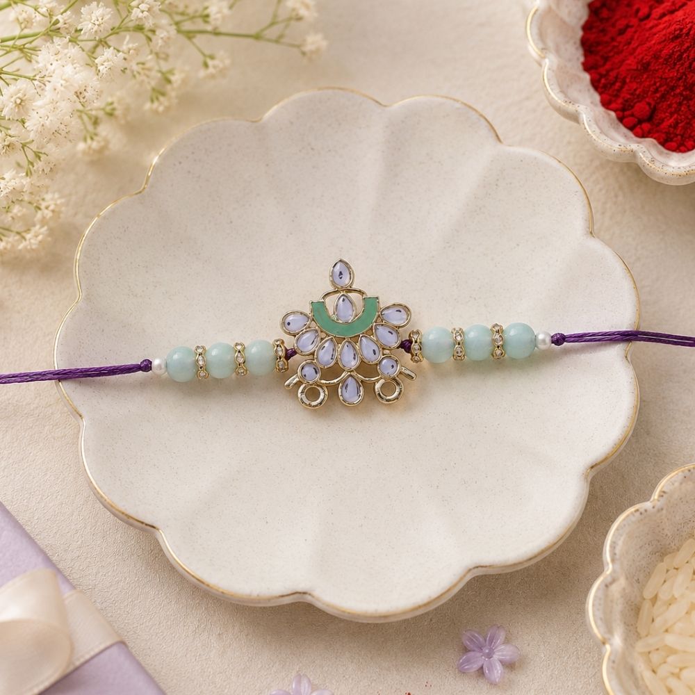 Designer Pearl Beads Studded Rakhi Bracelet for Brother/ Bhaiya