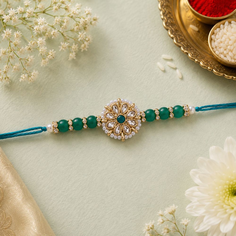 Designer Pearl Beads Studded Rakhi Bracelet for Brother/ Bhaiya