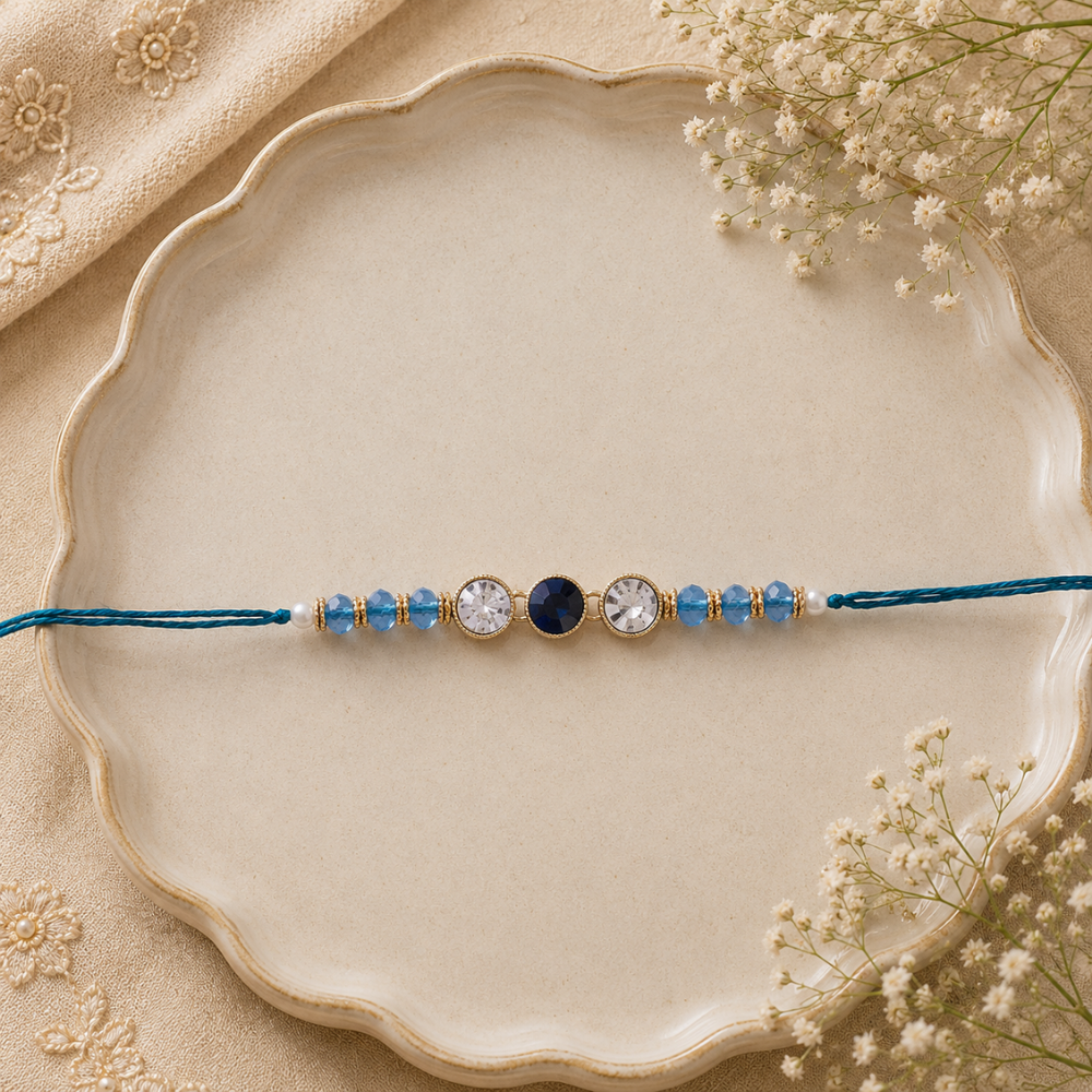 Designer Pearl Beads Studded Rakhi Bracelet for Brother/ Bhaiya