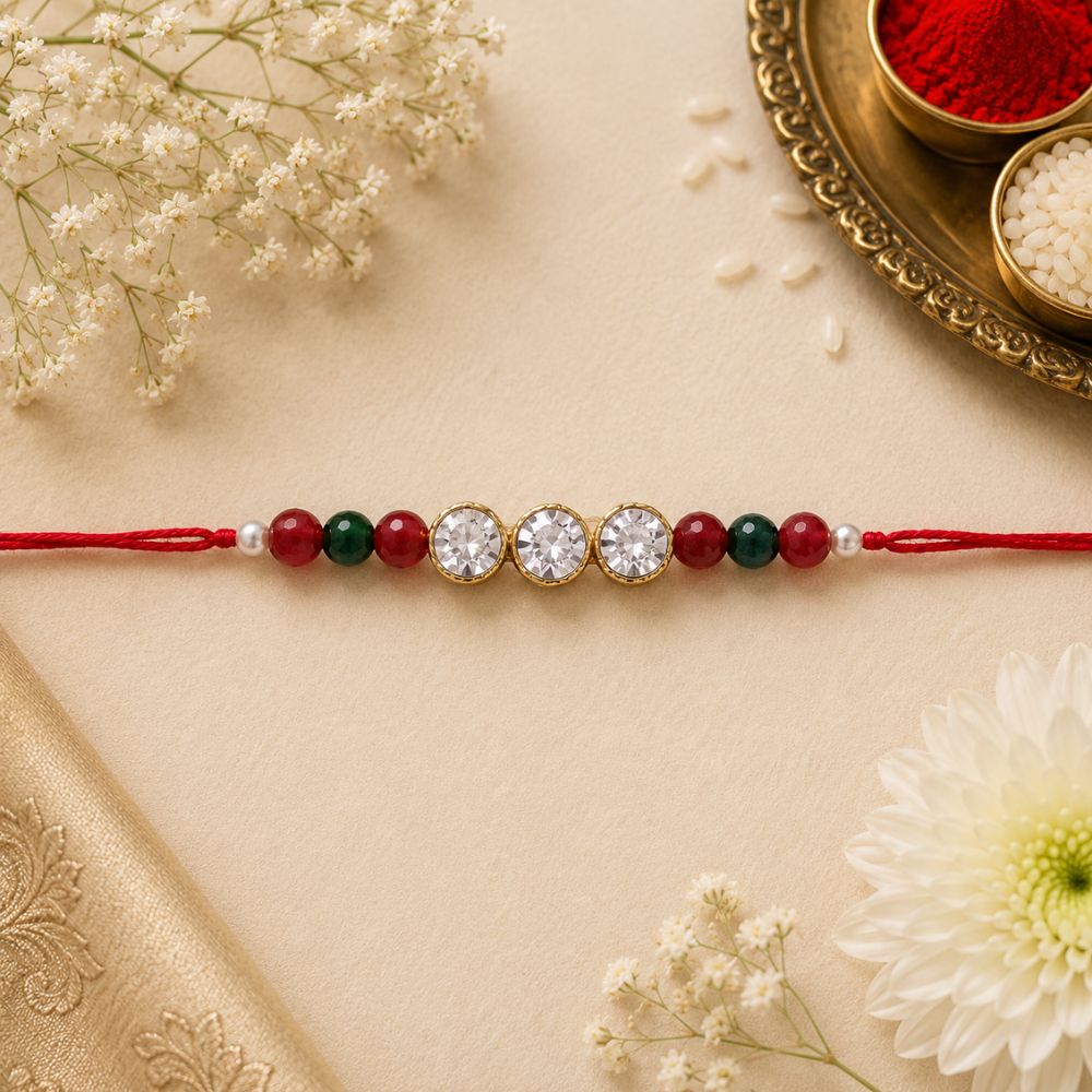 Designer Pearl Beads Studded Rakhi Bracelet for Brother/ Bhaiya