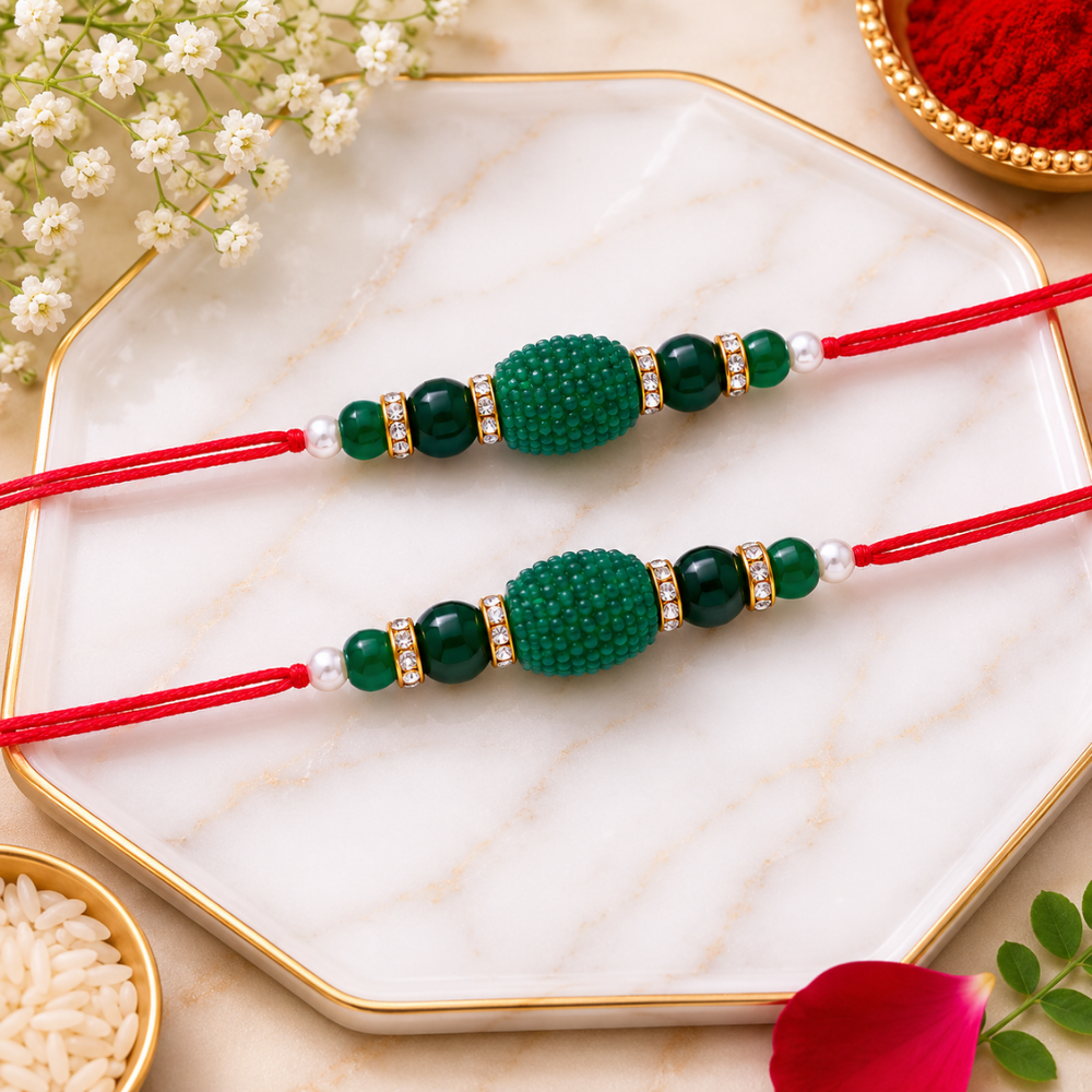 Designer Pearl Beads Studded Rakhi Bracelet for Brother/ Bhaiya