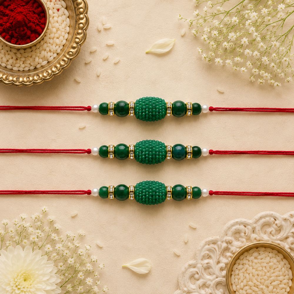 Designer Pearl Beads Studded Rakhi Bracelet for Brother/ Bhaiya