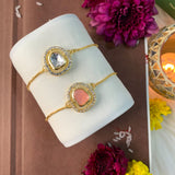 "Special Golden Tone Bracelet Style Bhabhi Rakhi "