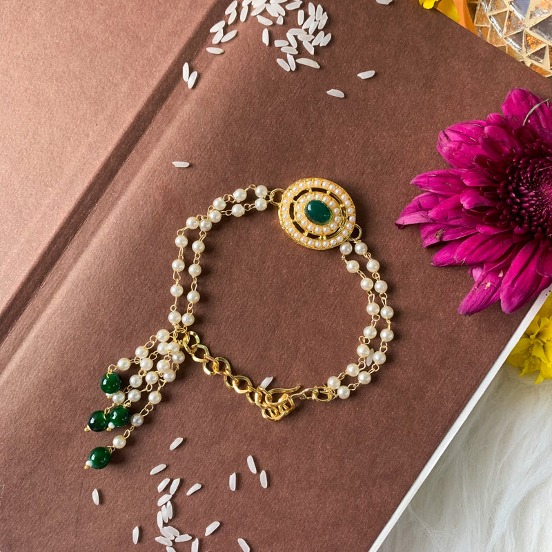 Alluring Pearl & Kundan Lumba Rakhi