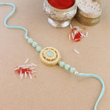 Beautiful Pearl Beads Rakhi with Roli Chawal & Card