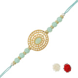 Beautiful Pearl Beads Rakhi with Roli Chawal & Card