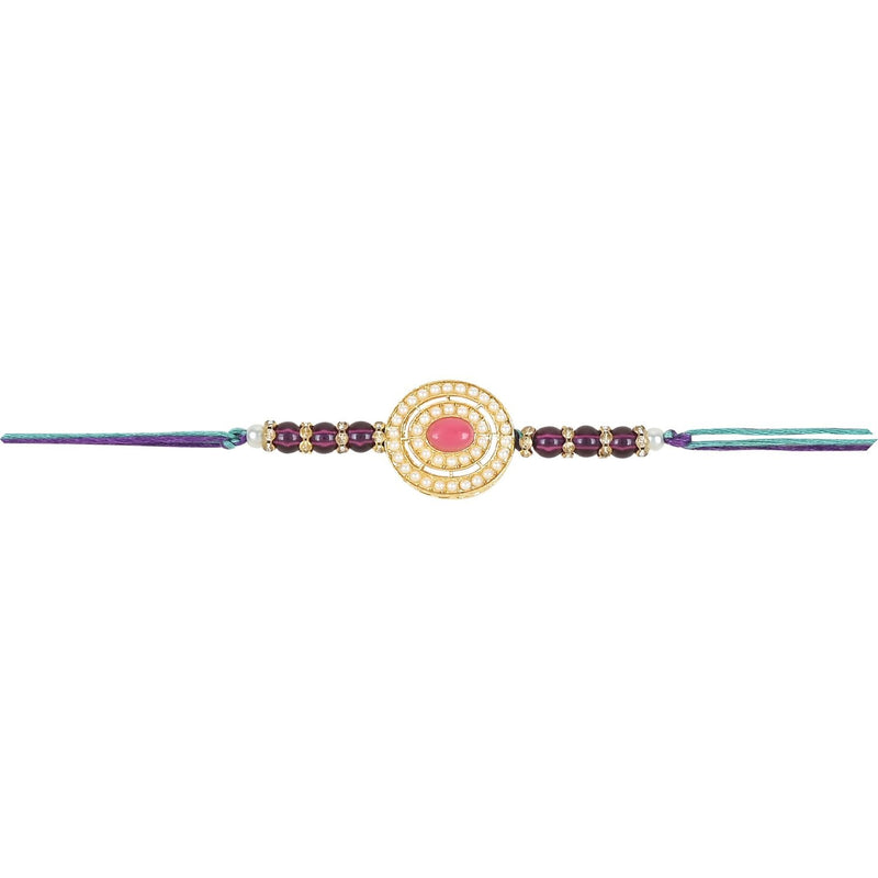 Beautiful Pearl Beads Rakhi with Roli Chawal & Card