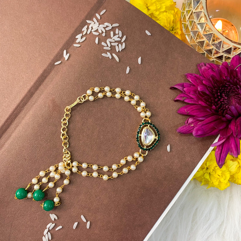 Alluring Pearl & Kundan Lumba Rakhi