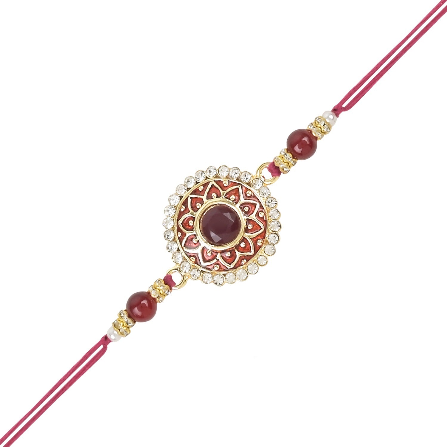 Colourful Beads And Meenakari Rakhi with Roli Chawal & Card (Pack of 2)
