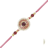 Colourful Beads And Meenakari Rakhi with Roli Chawal & Card