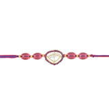 Beautiful Kundan & Pearl Rakhi with Roli Chawal & Card (Pack of 2)