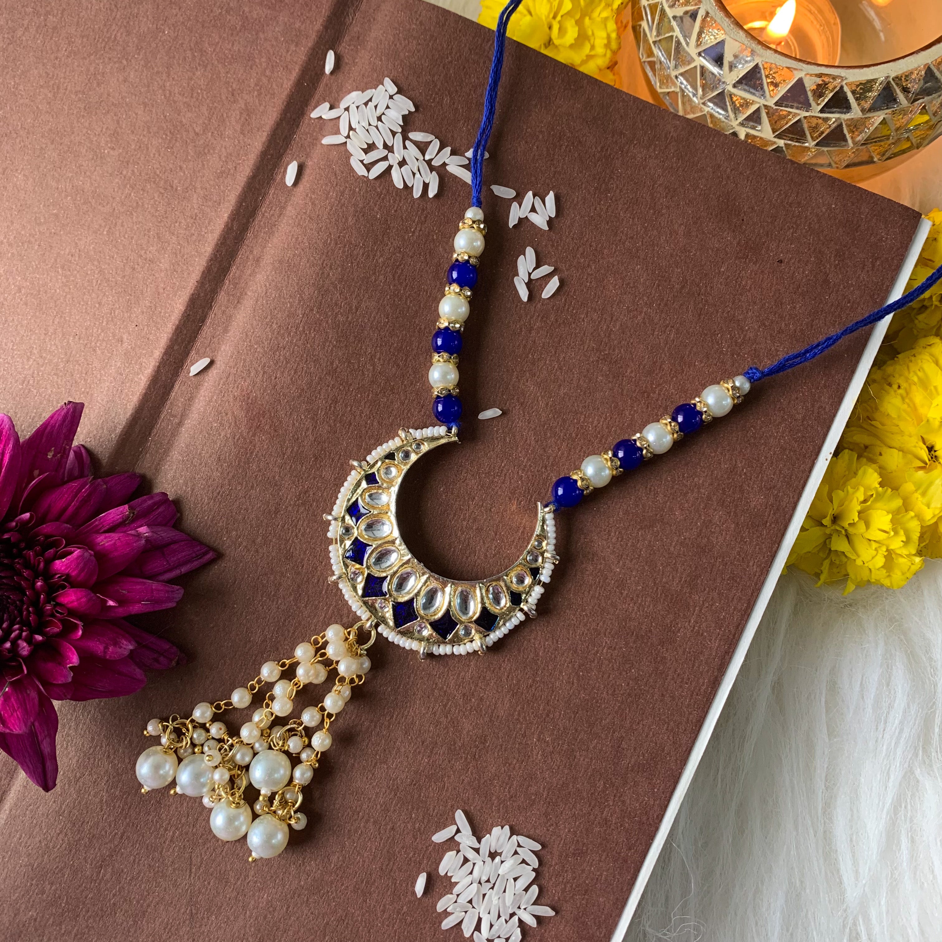Alluring Pearl & Kundan Lumba Rakhi