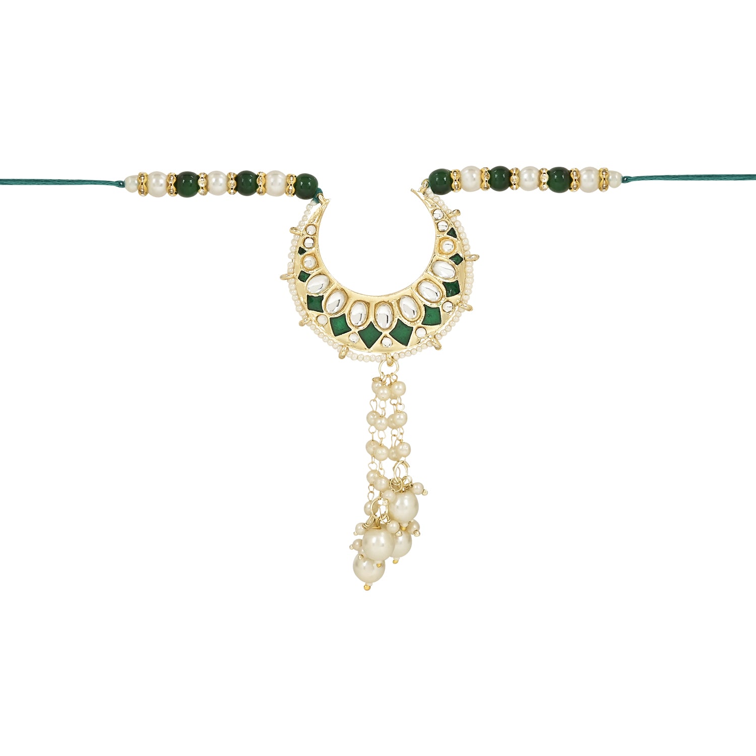 Elegant Bhaiya Bhabhi Lumba & Pearl Rakhi With Roli Chawal & Card