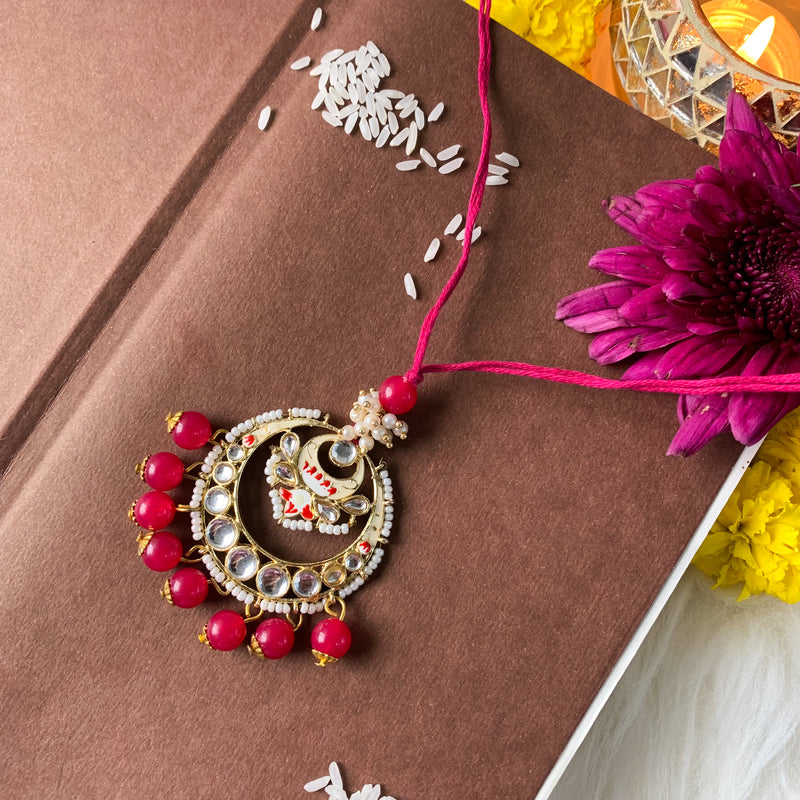 Alluring Pearl & Kundan Lumba Rakhi