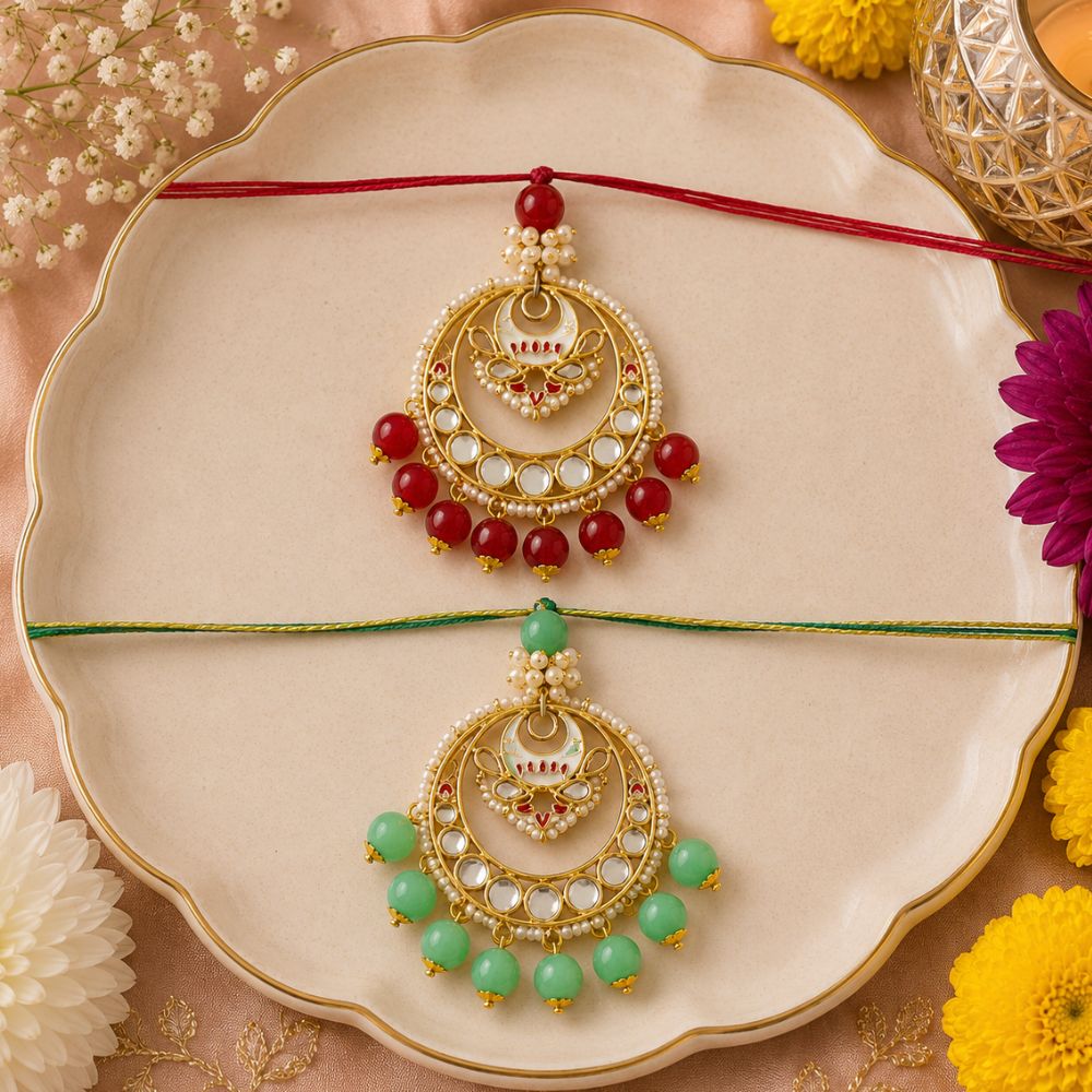 Alluring Pearl & Kundan Lumba Rakhi