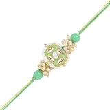 Mesmerizing Kundan And Meena Rakhi With Roli Chawal & Card (Pack of 3)