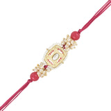 Mesmerizing Kundan And Meena Rakhi With Roli Chawal & Card (Pack of 3)