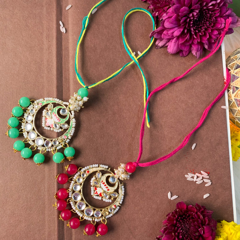 Alluring Pearl & Kundan Lumba Rakhi