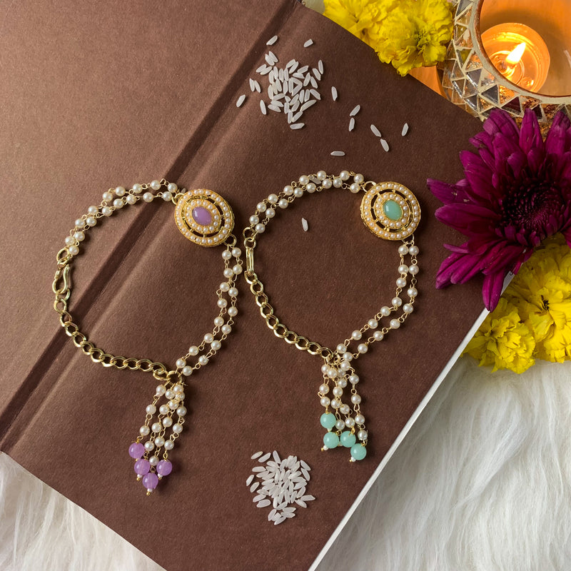 Alluring Pearl & Kundan Lumba Rakhi