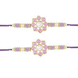 Dazzling Pearl Kundan Stone Rakhi with Roli Chawal & Card (Pack of 2)