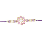 Dazzling Pearl Kundan Stone Rakhi with Roli Chawal & Card (Pack of 2)