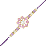 Elegant Bhaiya Bhabhi Lumba Pearl Rakhi With Roli Chawal &Card