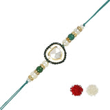 Beautiful Kundan & Pearl Rakhi with Roli Chawal & Card