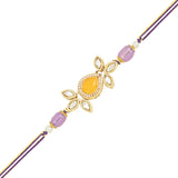 Beautiful Kundan & Pearl Rakhi with Roli Chawal & Card (Pack of 3)