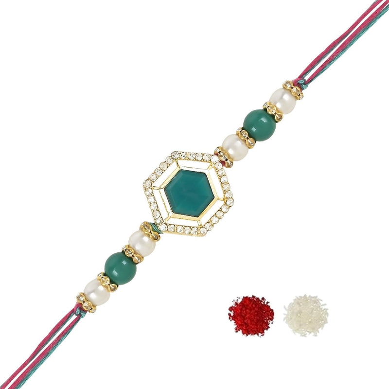 Designer Bhaiya Bracelet Rakhi With Roli Chawal & Card