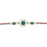 Beautiful Kundan & Pearl Rakhi with Roli Chawal & Card (Pack of 2)