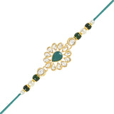 Elegant Bhaiya Bhabhi Lumba Pearl Rakhi With Roli Chawal & Card