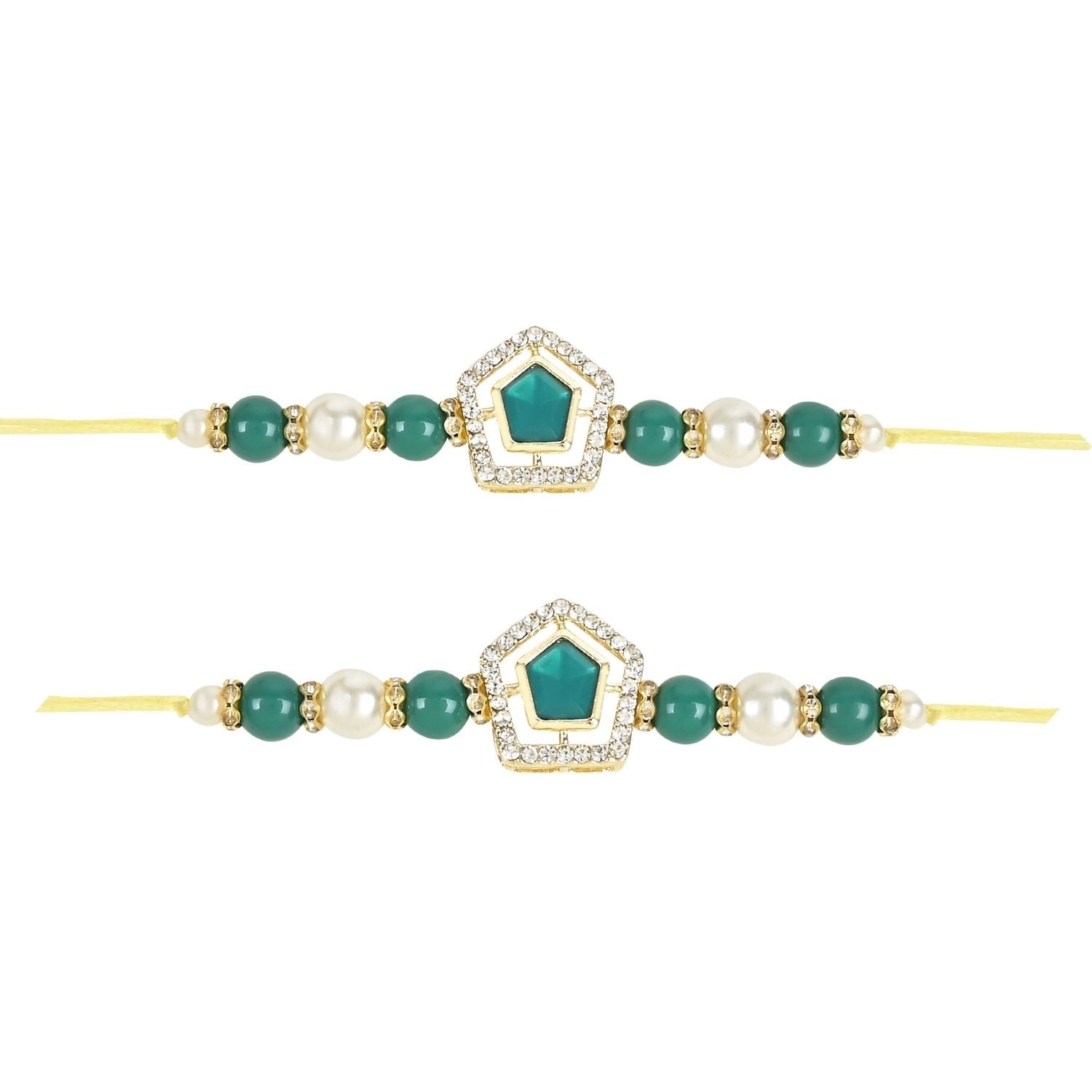 Beautiful Kundan & Pearl Rakhi with Roli Chawal & Card