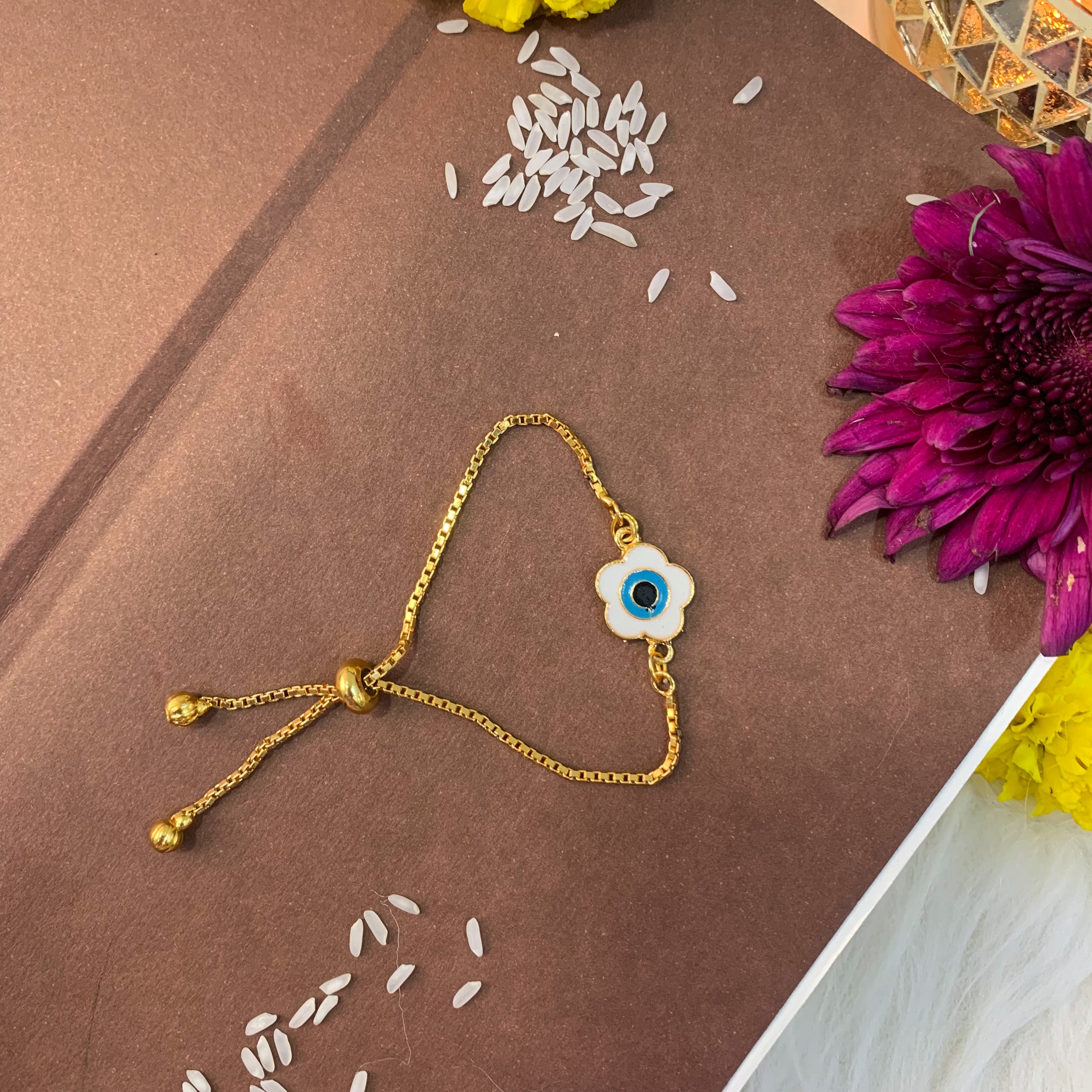 Floral Shape Enamel Bhabhi Lumba Bracelet Rakhi