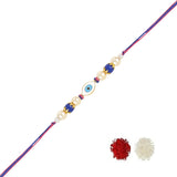 Evil Eye Shape Enamel Bhaiya Rakhi With Roli Chawal & Card