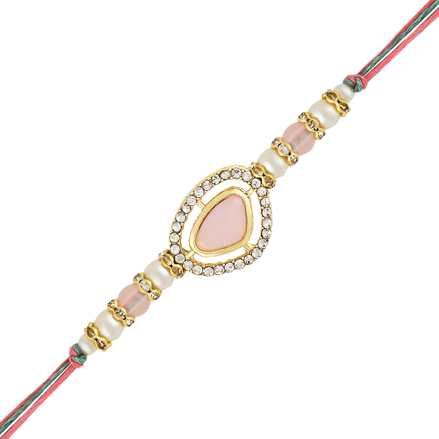 Elegant Bhaiya Bhabhi Lumba Pearl & Rakhi With Roli Chawal & Card